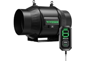 VIVOSUN AeroZesh T6 Inline Duct Fan 150 mm Extractor Fan 693 m³/h with E12 Speed Controller and Entirely Programmable PWM-Controlled EC Fan AeroZesh T6 for Grow Tent Ventilation