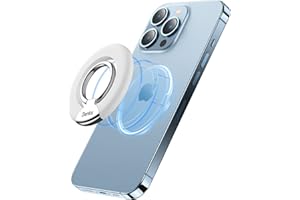 BENKS Anneau de Support Téléphone Magnétique pour iPhone 15 14 13 12 Pro Max, 360° Rotation, avec Anneau Métallique, Compatible avec Charge sans Fil, Poignées Téléphone Amovible - Blanc