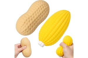 LEADSTAR 2 stycken Squishy antistress med jordnöts- och majsformer | Sensorisk leksak med långsam återhämtning, födelsedagspresent för barn, kontors avkoppling