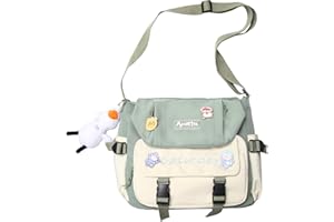 Jywmsc Urocza torba kurierska dla nastolatek kobiet, kawaii, listonoszka, torebki crossbody, torebka na ramię z pinezkami i wypchanym wisiorkiem, prezent 2024