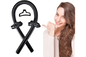 Zeayebsr Set per arricciacapelli pigro,bigodino per capelli mossi, Heatless Curling Ribbon And Scrunchies,No Heat Curls, strumento per lo styling dei capelli fai-da-te per capelli (Nero)