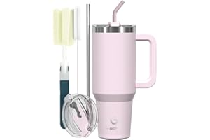 BIGRD Kubek termiczny 40 oz, kubek termiczny ze stali nierdzewnej, podwójny walled ze stali nierdzewnej, odporny na wyciek, kubek z uchwytem i słomką, termos, podróżna butelka izolowana do kawy,różowy