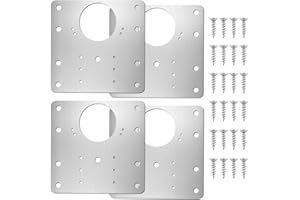 LUNEKUCK Placa de Reparación de Bisagras de Acero Inoxidable 4 Juegos de Reparación de Bisagra con Tornillos de Fijación para Bisagras Puertas Cocina y Muebles de Madera, Gabinete, Armarios, Cajón, Ventana