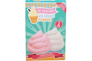 Fizz Creations Mr Creations Ice Cream Station Ice Cream Powder. 2 Pack Includes Vanilla and Strawberry Flavours.