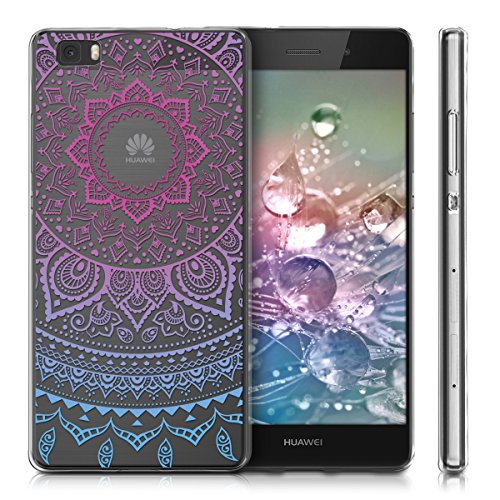 kwmobile Funda para Huawei P8 Lite  2015  - Carcasa de  TPU  para m  vil y dise  o de Sol hind   en  Azul Rosa Fucsia Transparente 