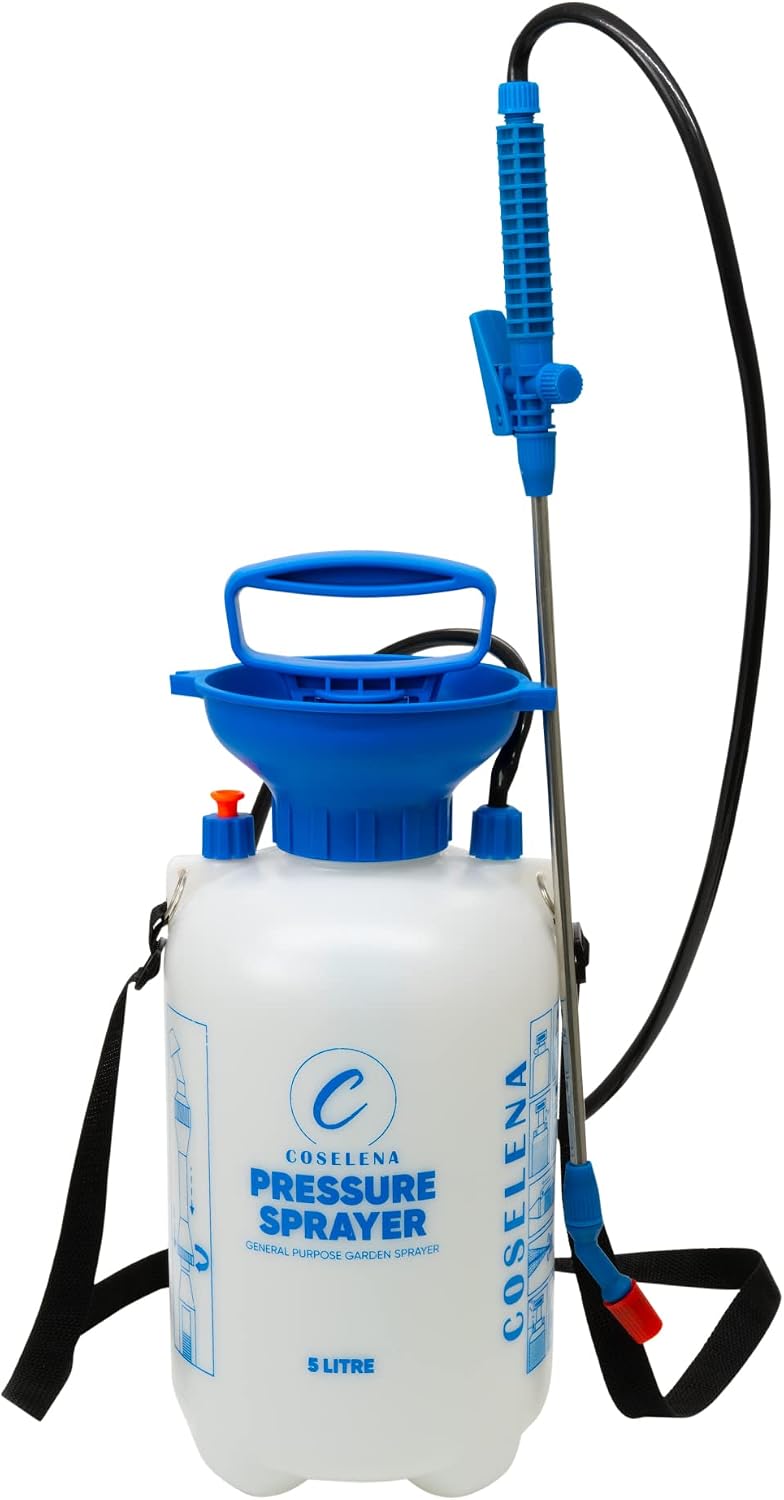 Coselena 5L Garden Sprayer – High-Pressure Sprayer with Adjustable Nozzle & Carry Strap – Durable Weed Killer Sprayer Pump & Multipurpose Spray Bottle for Plants, Patio, and Lawn Care