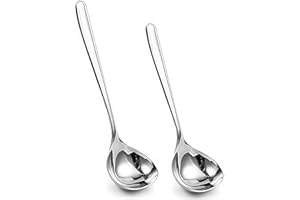 NUMLOT Lot de 2 Petite Louches à Soupe en Acier Inoxydable, Cuillère à Sauce, Louche de Cuisine, Cuillère d'Arrosage, Va au Lave-Vaisselle (18/20,7 x 6/6,3 cm)…