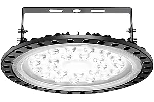 PAPASBOX Lampa sufitowa LED warsztatowa UFO, lampa przemysłowa, SMD 2835, reflektor halowy, 100 W, industrialny reflektor halowy, oświetlenie hali i warsztatu, zimna biel 6000-6500 K