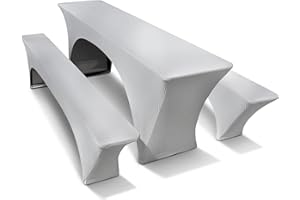 ‎TEXMAXX TEXMAXX® Stretch Hussen Bierzeltgarnitur 3-teiliges Set - 70 cm x 220 cm in grau / 2 Bierbank Hussen & Biertisch Husse/Tischdecke Biertisch und Bierbank Auflagen/Hussen für Biertisch