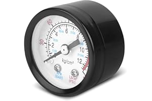 EJOYOUS Miernik ciśnienia do sprężarki powietrza, manometr do kompresora, regulator ciśnienia powietrza do sprężarek śrubowych, sprężarek tłokowych, 0-180 PSI/0-12 bar