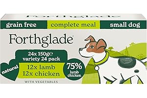 Forthglade Wet Dog Food for Small Dogs (24 x 150g Trays) - Adult 1 Year+, Grain Free & Hypoallergenic Food, Variety Pack, Chicken and Lamb with Vegetables, Complete Meals, Natural Ingredients