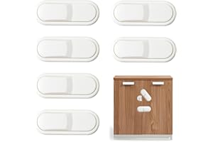 Kryzulax 6 Pezzi Chiusure di Sicurezza per Bambini,Blocca Cassetti Per Bambini,Installazione Facile in Pochi Secondi,Senza Foratura Blocco di Sicurezza,per Armadio Frigorifero Finestre Porte,Bianco
