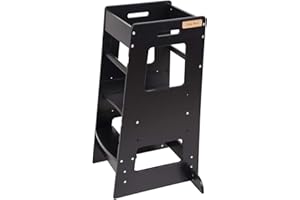 KiddyMoon Tour D’Apprentissage/D’Observation Montessori ST-003 Kitchen Helper, Noir