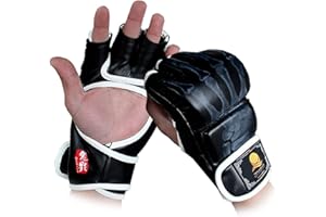 ZooBoo MMA Gloves, Half-Finger Boxing Fight Gloves MMA Mitts with Adjustable Wrist Band UFC Gloves for Sanda Sparring Punching Bag Training Gloves