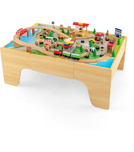 Lehoo Castle – 68 Pièces Train En Bois électrique Avec Grue 360°, Compatible Brio, Thomas, Jouet STEM Dès 3 Ans