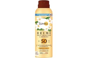 LOVEA - Brume Solaire FPS 50 - Haute Protection & Bronzage Visage & Corps - Activateur de Bronzage - Monoï De Tahiti - Protection UVA/UVB - Fini Invisible - Vegan - Fabriqué En France - 150 ml