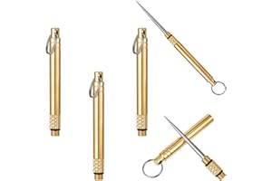 YUNMOXIAO 3 PCS Portable Toothpicks, Titanium Toothpicks Toothpick with Key Ring Fruit Stick Metal Toothpick for Outdoor Picnic and Home（Brass)