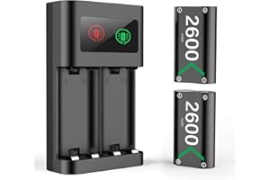 DR.VIVA Bateria Kontroler do Xbox One Series X S, Ładowarka Zestawy Baterie i Ładowarki Akumulator Akcesoria do Xbox One/Xbox One S/Xbox One X/Elite/Xbox Series X S Controller, 2X 2600 mAh