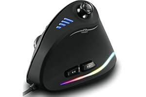 TKMARS Souris Ergonomique Filaire avec Joystick, Souris Gamer Verticale 11 Boutons Programmables 10000 DPI Réglables Gaming Mouse pour PC Mac USB Ordinateur Noir