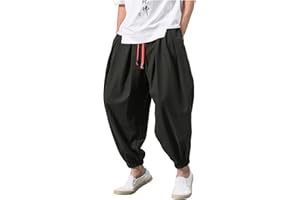 MOVERV Pantalones de Harén para Hombre Bloomers Pantalones para Aladdin Yoga Cómodo Pantalón Recto Pantalón Ancho Pantalón Cagados Ancho Harem Pants Tallas Grandes M-5XL