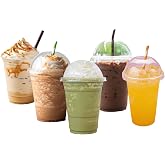 IMTINA Vasos Transparentes con Tapa Abovedada, Vasos Resistentes y Reutilizables para Batidos, Granizados, Smoothies y Frapp&eacute;