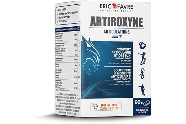 COMPLEMENT ARTICULATIONS Artiroxyne - Articulations Sensibles - Bien-être Articulaire, Souplesse, Mobilité - Glucosamine Sulfate 2KCL & Boswellia - Programme 30J 90 Comprimés - Eric Favre