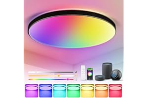 CHENBEN Lampara Techo Dormitorio, RGB 24W Plafon LED Techo 3000K-6500K Inteligente Plafones Para Techo 2520LM 32cm IP44 Lampara LED Techo con Alexa,Mando a Distancia y App