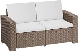 SAPPHIRE Keter Garden Furniture 2 3 4 Seater Rattan Patio Set Allibert Lounger Set Sofa Chairs Replacement Cushion Pads(ONLY CUSHION) (4 PC White 2 Seater) With 100% Foam Filling