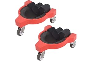 Techson Heavy-Duty Rolling Knee Pads - Comfortable Protection with Built-In Sponge Pad, Flexible 360-Degree Wheels, Durable Construction & Flooring Tool - Adjustable Straps, Red & Black