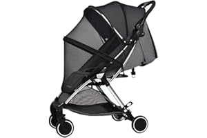 SIQITECHUK Pram Mosquito Net Universal Stroller Mosquito Mesh Net Baby Carriage Insect Net Black Fly Bug Net Zipper Protection Cover Mosquito Net for Pram, Pushchair, Buggy, Carrycot, Cradle, Travel Cot
