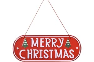 LARFRAECY Drewniany wisiorek "MERRY CHRISTMAS", drewniana tabliczka z napisem "Merry Christmas" dekoracja świąteczna z elementami na choinkę ozdoby 12x30 cm