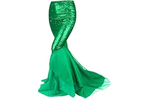 DEAAMYGLINE Damen Meerjungfrauen Rock Glitzer Pailletten WickelrockTüllrock Fischschwanz Lustige Maxirock für Karneval Kostüm Abendkleid Prinzessin Cosplay Party Halloween