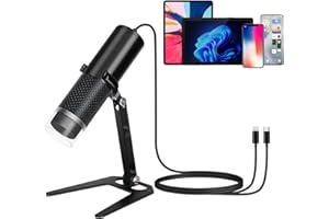 Jiusion Microscope Numérique USB Pour iPhone iPad Android Téléphone Tablette, 50 à 1000X Coin Adulte Étudiant Enfant Scope Bijoutier Loupe 1920x1440P Enregistrement avec support en métal - Pas Pour PC