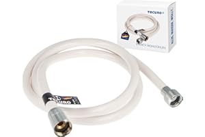 tecuro 75 cm Brauseschlauch EASY 1/2 Zoll Drehkonusmutter x 1/2 Zoll Rändelmutter, weiß/chrom, Trinkwasser-Konform, KTW BWGL, DIN EN 1113