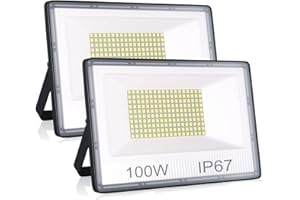 ANNIFUNLY 2PC Focos Led Exterior 100W 10000LM Focos LED Floodlight IP67 Impermeable Proyector LED Exterior 6500K Blanco Frío, Luces Led Exterior para Jardín, Garaje, Terraza, Patio,Trasero