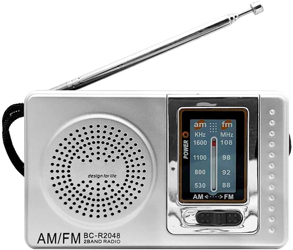 OcioDual Radio de Mano BC-R2048 Analógica Mini Sintonizador Am/FM Altavoz Integrado Conector para Auriculares Jack 3.5mm