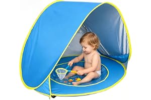 RANJIMA Pop Up strandtält med UV-skydd, UPF 50+ strandtält baby med minipool, avtagbart tak, bärbart strandtält, vindskydd, s