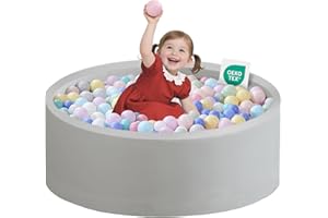 Bällebad Baby 80Cmx30Cm Schaumstoff Ball Pit Kinder Rund Bällebad Baby ab 1 Jahr Baby Bällepool für Innen Ball Pool Mädchen und Jungen (Grau, Keine Bälle)