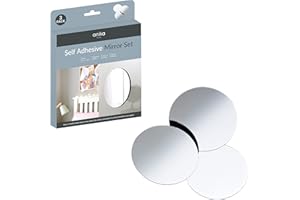 Anika - Confezione di 3 Autoadesivo Rotondo specchi 15 cm, Bianco, 15 x 0.5 x 15 cm, white, vetro