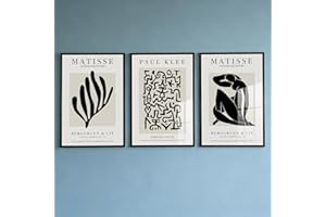 PWAAHDC Set of 3 Matisse Wall Art Prints - Beige Neutral Vintage Canvas posters for Stylish Living Room and Bedroom Decor (Unframed, A3)