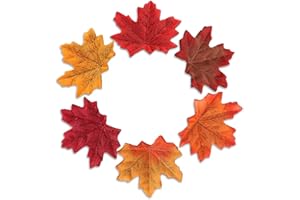 XCOZU 300 Piezas Hojas Artificiales de Arce otoñal, 6 Colores Mezclados Hojas de otoño Falsas para Bodas, Festivales de Arte, Manualidades, Decoraciones de Fiesta