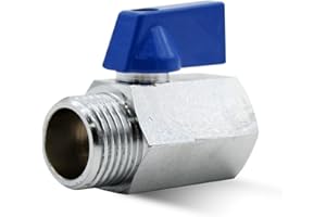 DOJA Barcelona | Valvula de Esfera Mini | Azul | 3/8" | M - H | Valvula de Esfera Mini Fontaneria de Laton Cromado | Mini Valvula Bola para Bombas de Agua, Tanques, Grifo Exterior, Conexiones de Agua