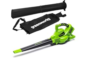 Greenworks 48V(2x24V) Cordless Leaf Blower and Vacuum with 45L Mulching Bag & Shoulder Strap, 322km/h ,9m³/min, without Batteries & Charger, 3 Year Guarantee GD24X2BV