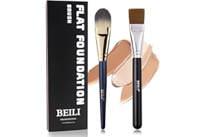 BEILI Fundación Cepillo,Brocha Maquillaje Fluido,Cepillo de la Máscara Facial,Set de Brochas de Maquillaje,Brocha Para el Corrector Plano,Para el Contorno,Accesorios de Maquillaje Esenciales-2PC