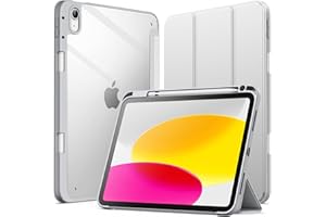 JETech Etui dla iPad (A16) 11./10.Generacja (2025/2022) z Pencil Uchwyt, Wyczyść Przezroczysty Tył Obudowa Slim Podstawkę Odporna na Wstrząsy Obudowa Tabletu Case (Srebrny)