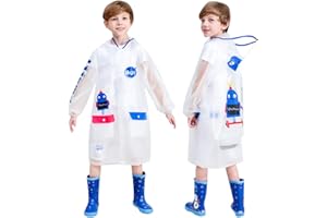 Hovkib Impermeabili per Bambini Ragazzi Ragazze Giacche da Pioggia Bambina Poncho Antipioggia Bambino Trasparente Cappotto di Pioggia 5-14 Anni