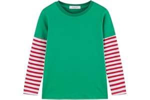DYBKER T-shirt rayé à manches longues en coton pour garçons et filles, enfants de 4 ans, 5, 6, 7, 8, 9, 10, 11, 12 ans