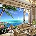 Produktbild Muraon HD-Wandbild Benutzerdefinierte Fototapete 3D Wandbild-Tapete Erweitern Sie den Raum Balkon Meerblick Wohnzimmer TV Hintergrund Wand Dekor Papier, 250x175 cm (98.4 von 68.9 in)