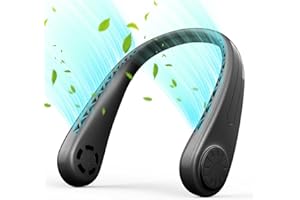 Anveltech Ventilatore da collo portatile, ventilatore senza lama a mani libere, regolazione a 3 velocità, ricaricabile, ventilatore da collo alimentato tramite USB per casa, ufficio, viaggi (Nero)