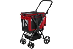 Carlett - Cube P | Carrito de Transporte 3 en 1 para Mascotas | Transportín + Ruedas | Freno de Seguridad | Tejido Impermeable | Combinable + Bolsa de Compra | Ruby